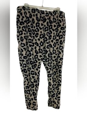 Joyspun Leopard Print Plush Lounge Pants - Black & Cream